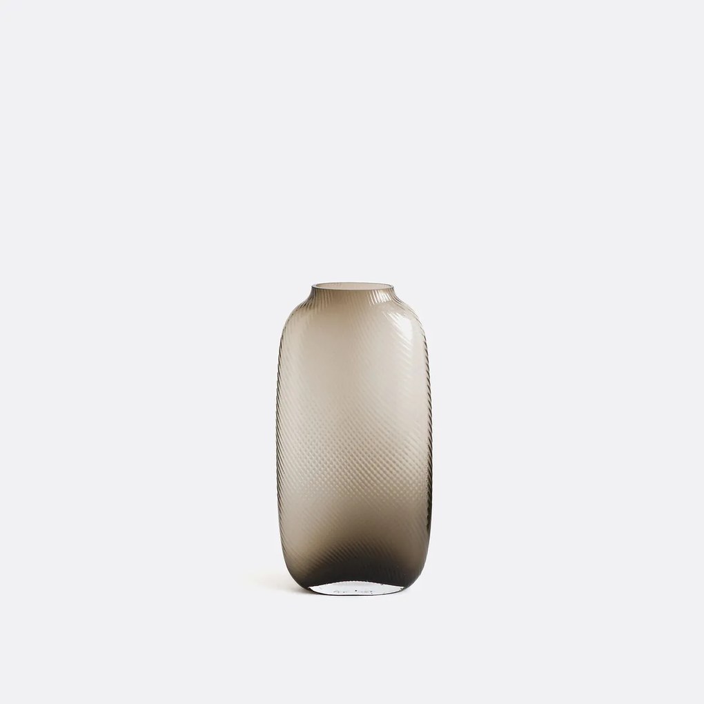 Vaas in geribbeld smoked glas H30,5 cm, Anadia