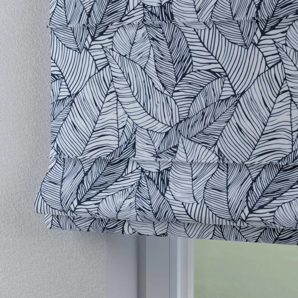 Dekoria Kant en Klaar Vouwgordijn Capri, donkerblauw-wit