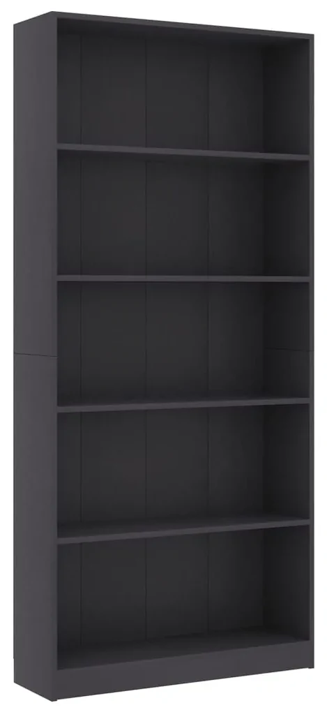 vidaXL Boekenkast met 5 schappen 80x24x175 cm bewerkt hout grijs