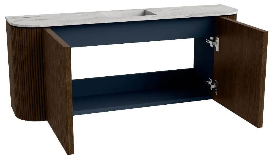 Mondiaz Joya DLux 105cm toiletmeubel ronding links/rechts walnut met wastafel faye midden zonder kraangat glace