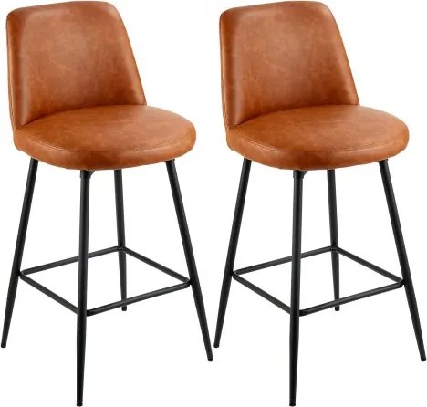 VEVOR Barkruk Barkruk 2 stuks (98 cm hoog) Keukenstoel met rugleuning en metalen frame, Bistrostoel (draagvermogen 136,1 kg) Keuken Eetkamer Keukeneiland Bar, Barkruk Keukenkruk Bruin