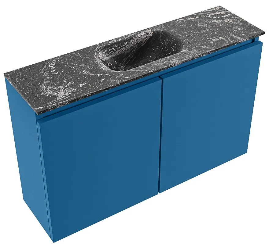 Mondiaz Ture DLux toiletmeubel 80cm jeans met wastafel lava midden zonder kraangat