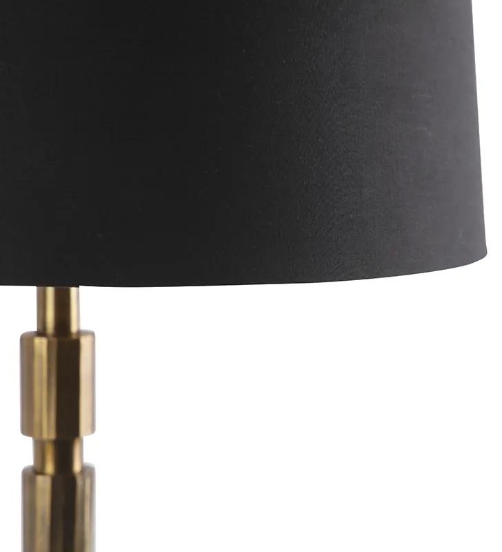Art Deco tafellamp brons met katoenen kap zwart 45 cm - Torre Art Deco E27 rond Binnenverlichting Lamp
