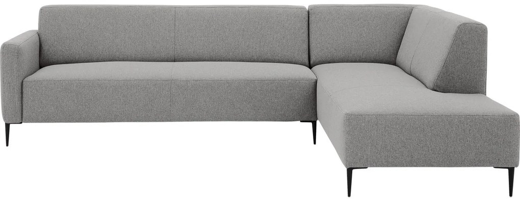 Goossens  Key West lichtgrijs, stof, 3-zits, modern design met ligelement rechts