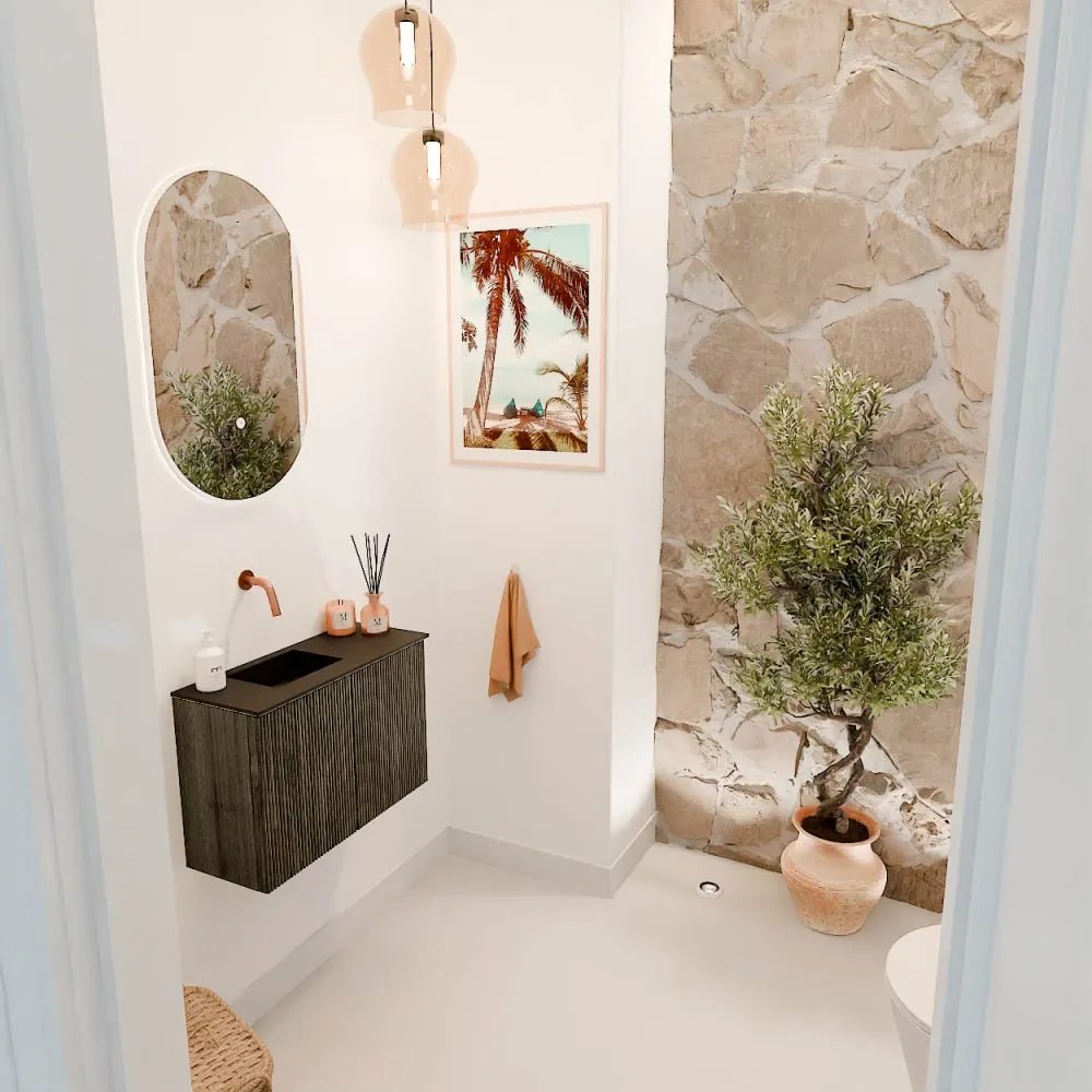 Mondiaz Joya 60cm toiletmeubel shadow met wastafel faye links zonder kraangat urban