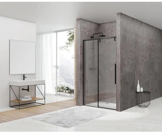 Van Rijn Products ST06 Softclose schuifdeur - 138x200cm - helder glas - dikte 8mm - incl. greep - zwart ST06300140ZW