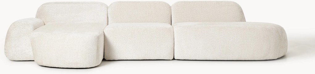 Modulaire teddy-bouclé hoekbank Wolke (4-zits) met chaise longue