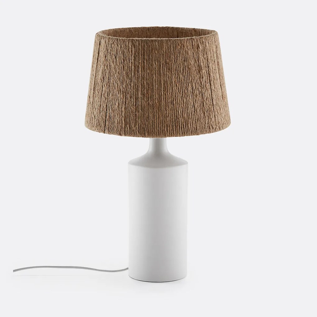 Tafellamp in keramiek en hennep, Yoru