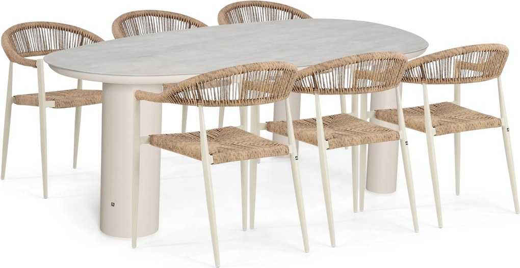 Tuinset 6 personen 240 cm Rope Taupe De Laan Projects