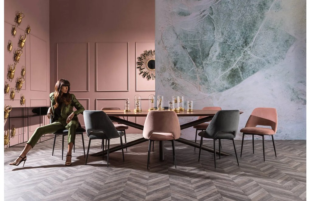 Goossens Eetkamerstoel Emma roze microvezel leuning, elegant chic