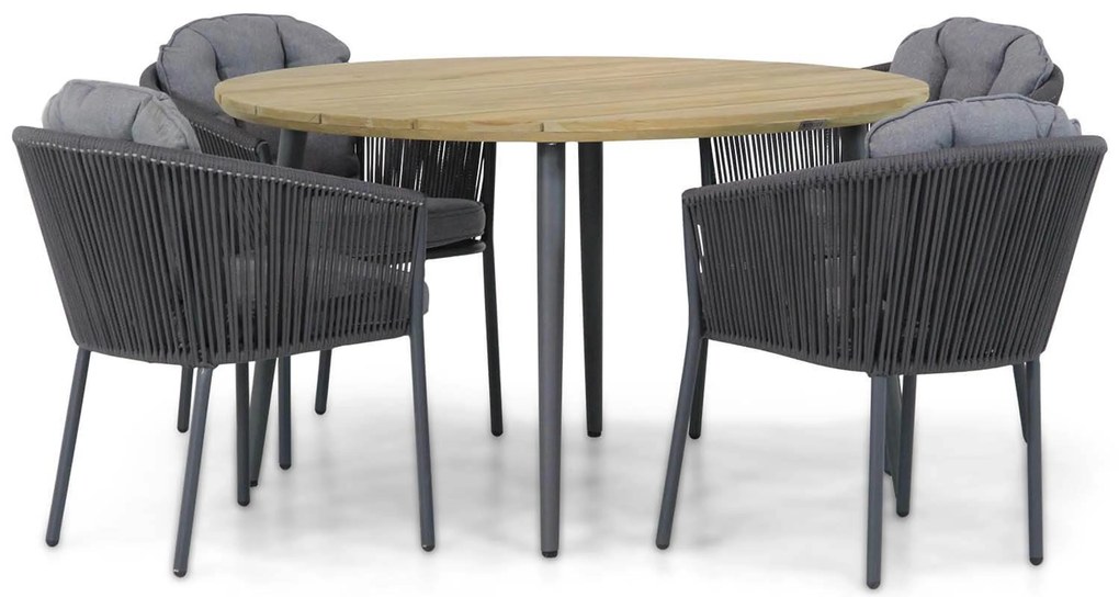 Tuinset Ronde Tuintafel 4 personen 130 cm Rope Grijs Santika Furniture Santika