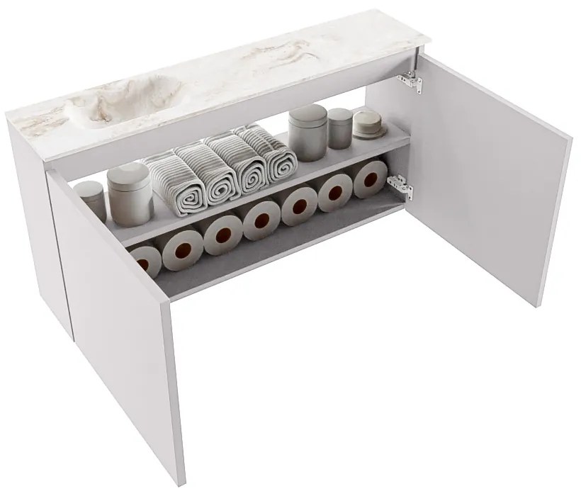 Mondiaz Ture DLux toiletmeubel 100cm cale met wastafel frappe links met kraangat