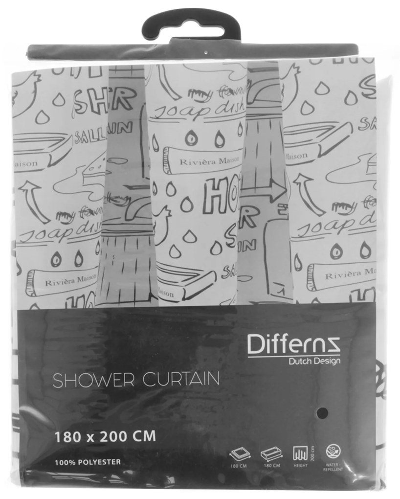 Differnz Bath douchegordijn 180x200cm