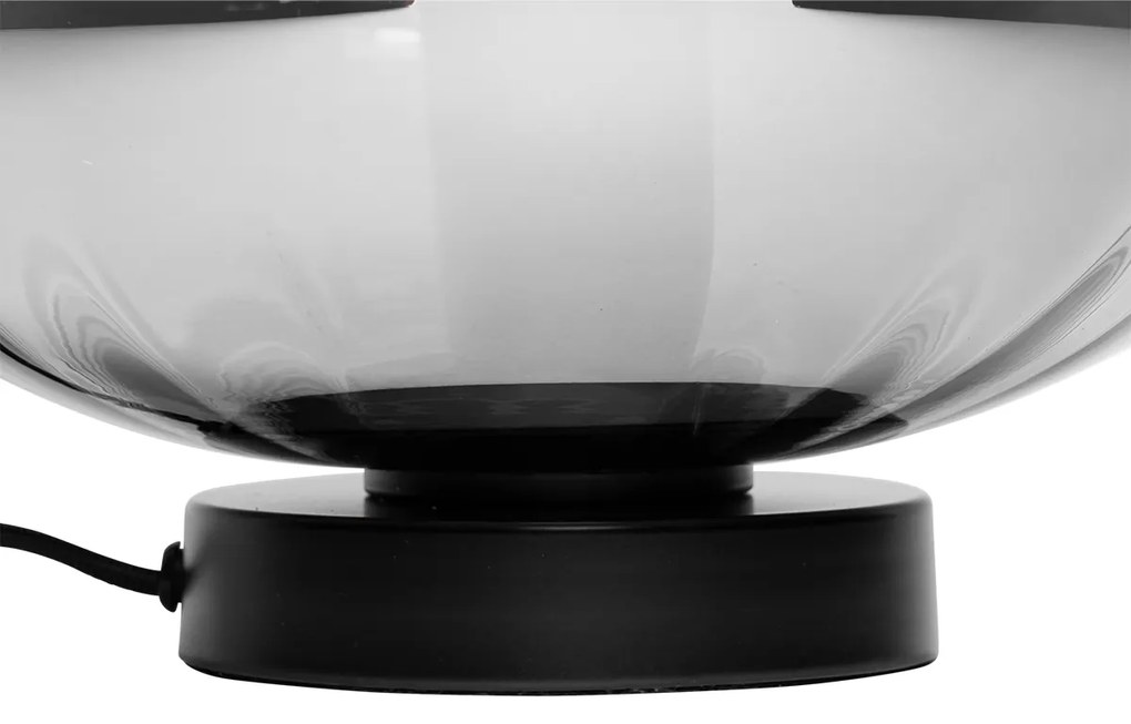 Art Deco tafellamp zwart met smoke glas - Ayesha