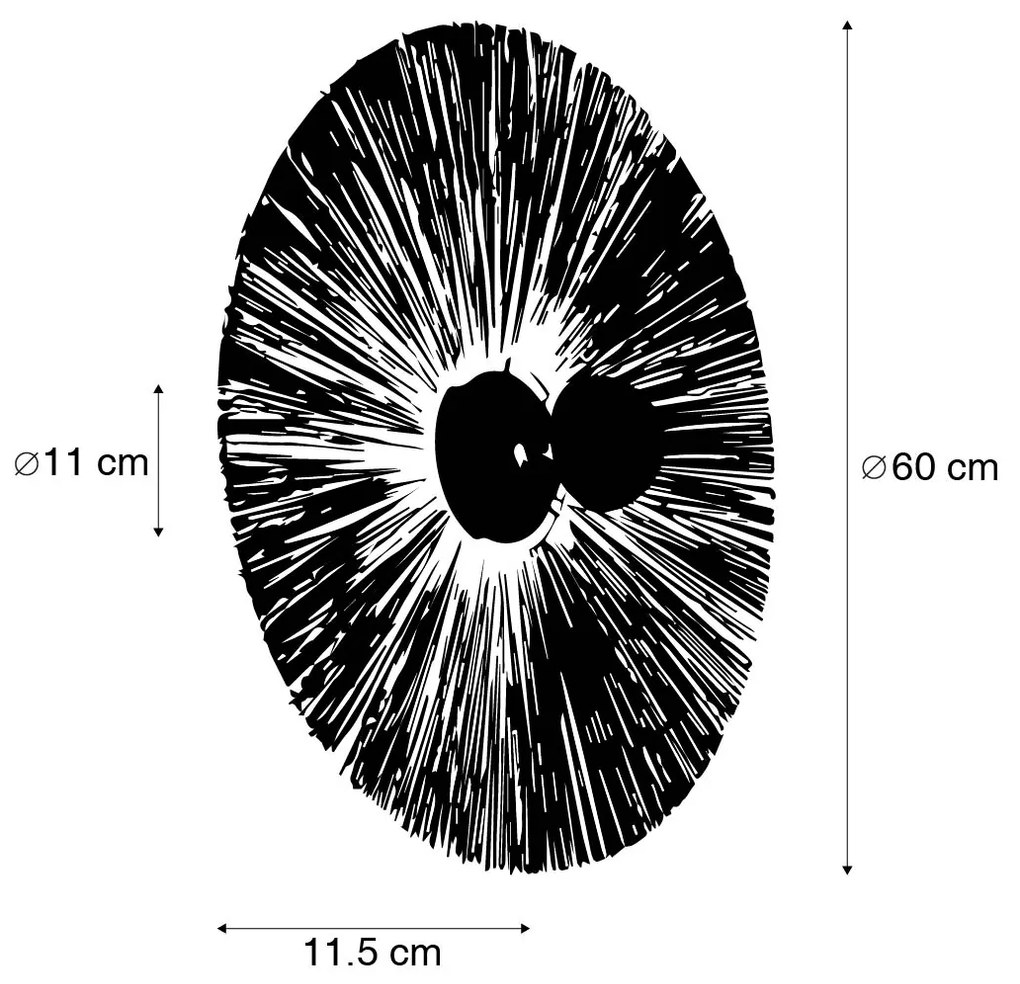 Landelijke wandlamp zwart met touw 60 cm - Leia