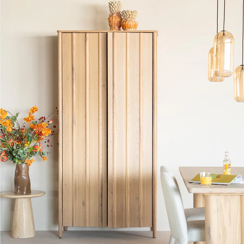 Hoge Wandkast Eikenhout Naturel - 102x47x210cm.