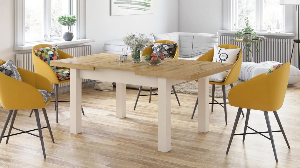 ROYAL GOUDEN eiken artisan / beige, EETTAFEL, UITSCHUIFBAAR