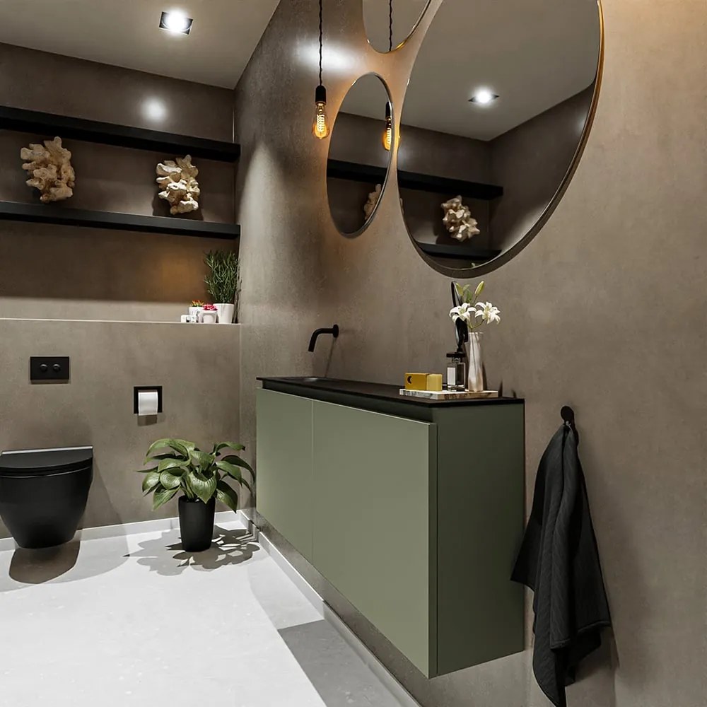 Mondiaz Ture 120cm toiletmeubel army met wastafel urban links geen kraangat