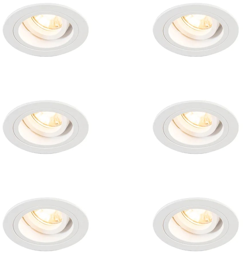 Set van 6 Inbouwspot rond wit draai- en kantelbaar - Chuck GU10 Binnenverlichting Lamp