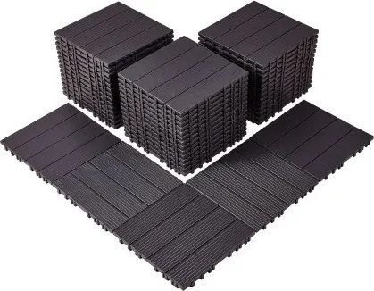 VEVOR Terrastegels, Set van 54, Balkontegels 295x295 mm, Kliktegels, Kunststof Vloerbedekking voor Buiten, Terrasvloer voor Veranda, Zwembad, Balkon, Achtertuin, Donkerbruin