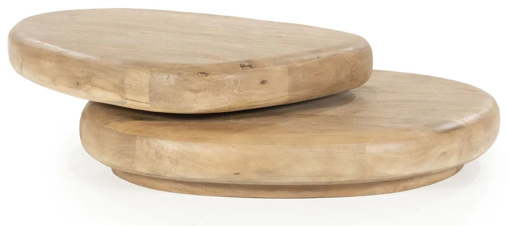Organische Salontafel Met Plateau Lichtbruin - 100 X 80cm.
