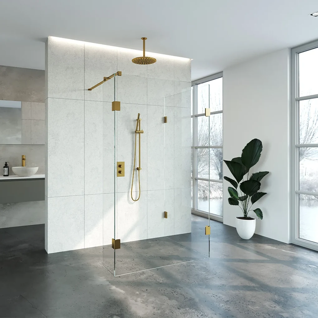 Brauer JC profielloze inloopdouche 100x120/40cm reversed goud geborsteld