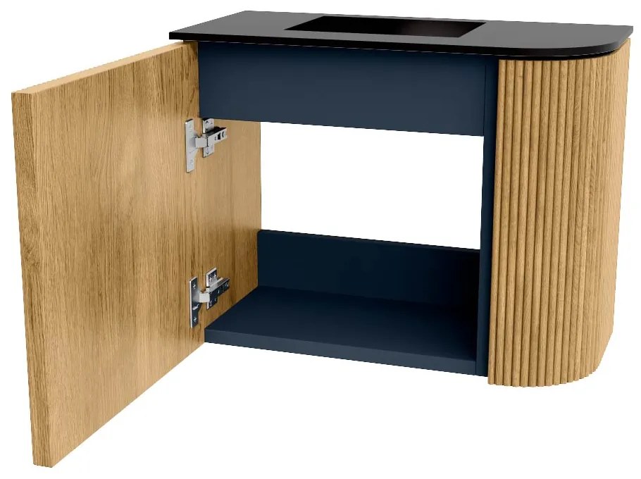 Mondiaz Joya 50cm toiletmeubel ronding rechts oak met wastafel faye links zonder kraangat urban