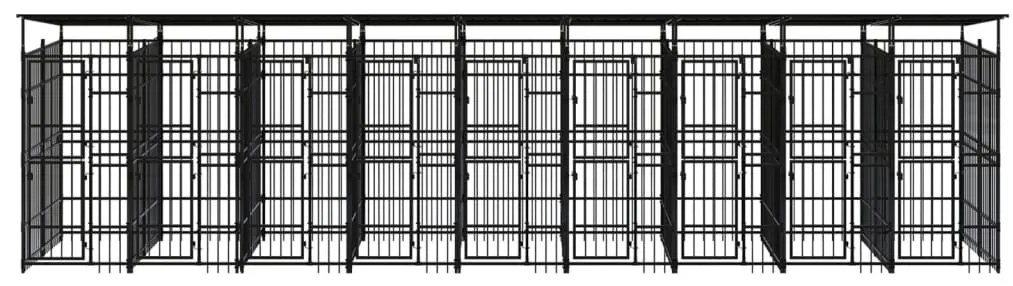 vidaXL Hondenkennel met dak 16,59 m² staal