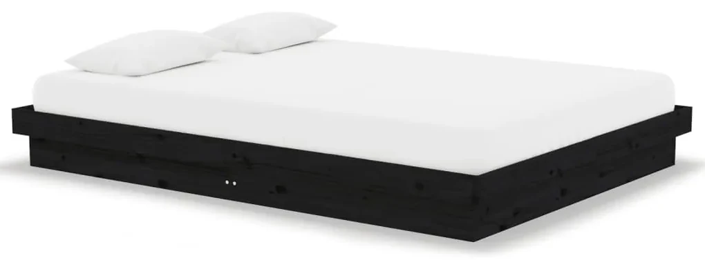 vidaXL Bedframe massief hout zwart 135x190 cm 4FT6 Double