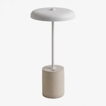 Draadloze Led-tafellamp Van Ijzer En Beton Tamila Wit - Sklum