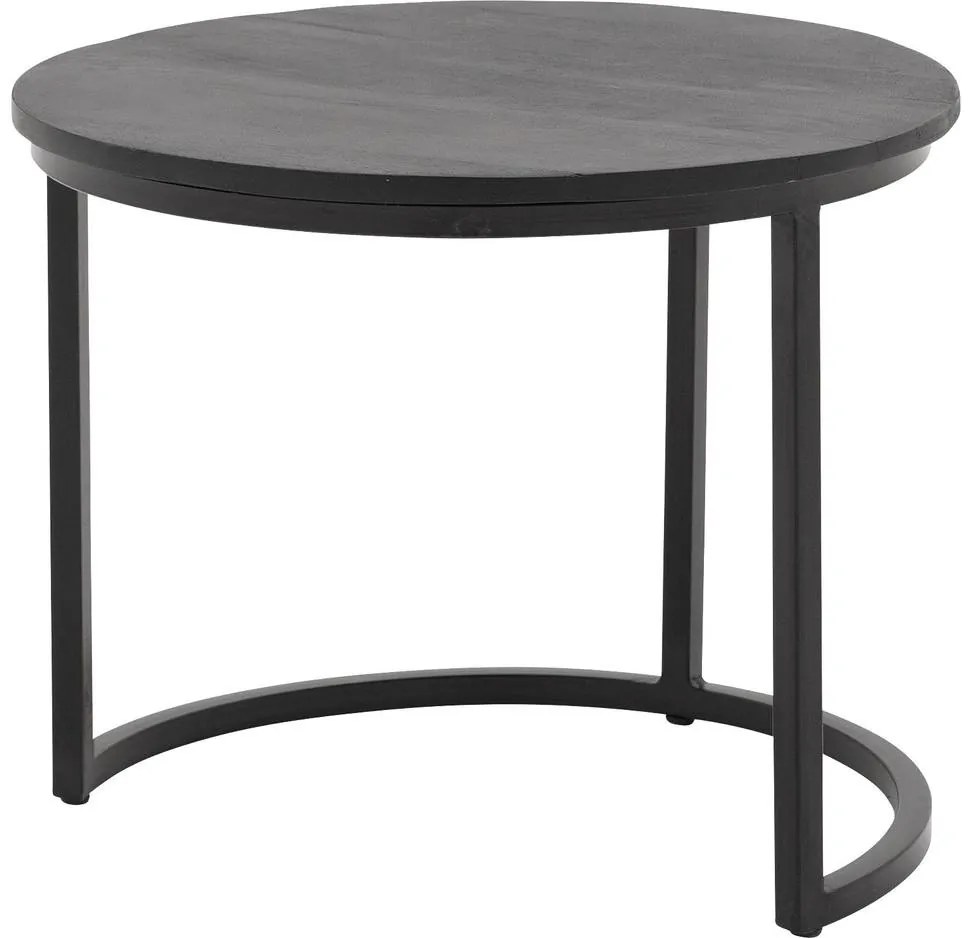 Goossens Salontafel Jelle rond, hout mango zwart, urban industrieel, 54 x 45 x 54 cm