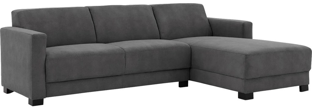 Goossens My Style antraciet, microvezel, 2,5-zits, stijlvol landelijk met chaise longue rechts