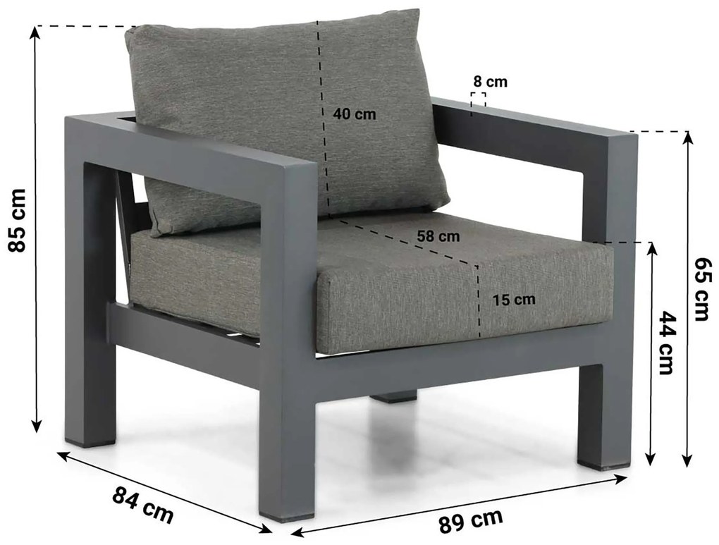 Tuinstoel Aluminium Grijs-antraciet Lifestyle Garden Furniture Luca