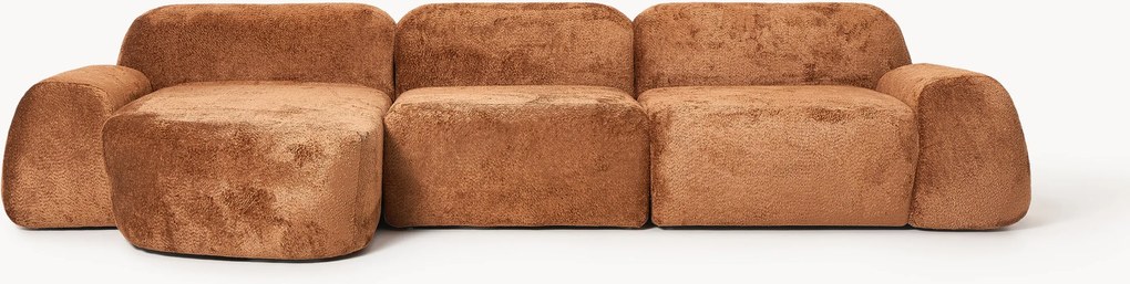 Modulaire teddy-bouclé hoekbank Wolke (4-zits)