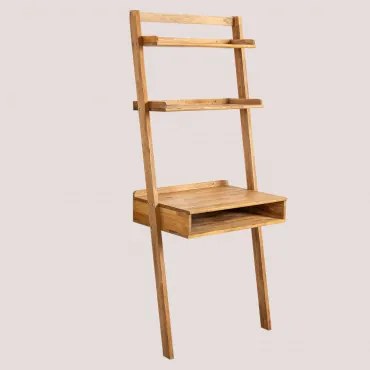 Eikenhouten Bureau Met Plank Zina Style Eikenhout - Sklum