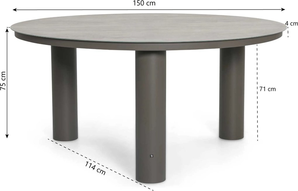 Tuinset Ronde Tuintafel 6 personen 150 cm Rope Taupe Coco Viento/Arancia