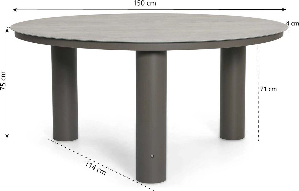 Tuinset Ronde Tuintafel 6 personen 150 cm Rope Taupe Santika Furniture Santika