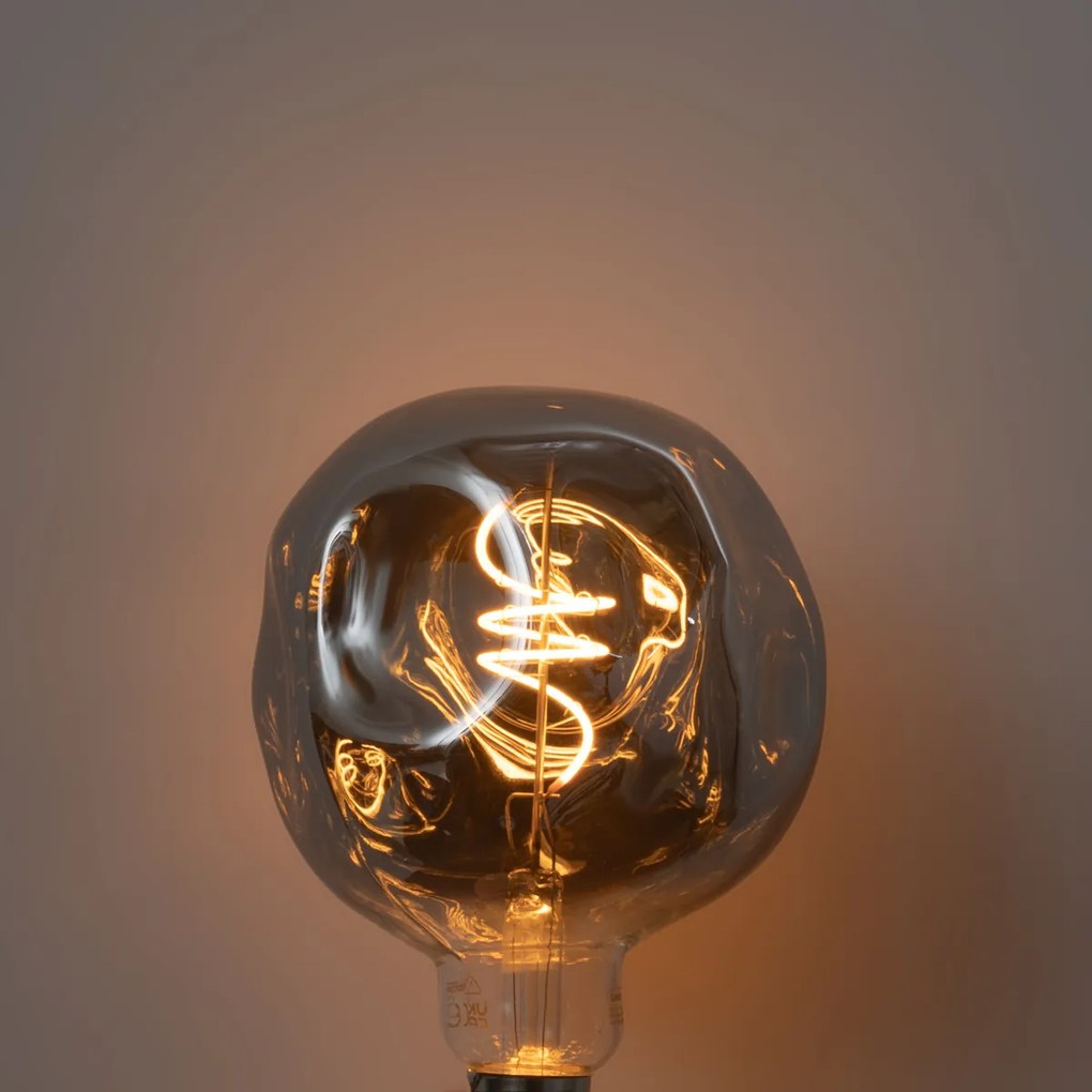 E27 dimbare LED lamp spiraal filament G125 spiegel zilver 4W 75 lm 1800K