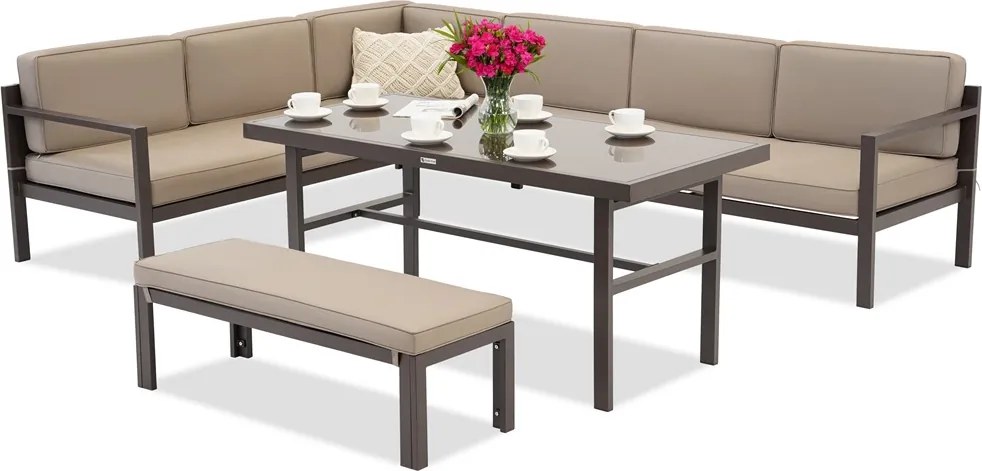 Porto Comida 5 hoekbank met bank brons Garden Point