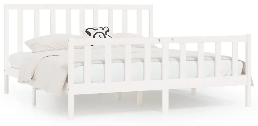 vidaXL Bedframe massief hout wit 180x200 cm 6FT Super King