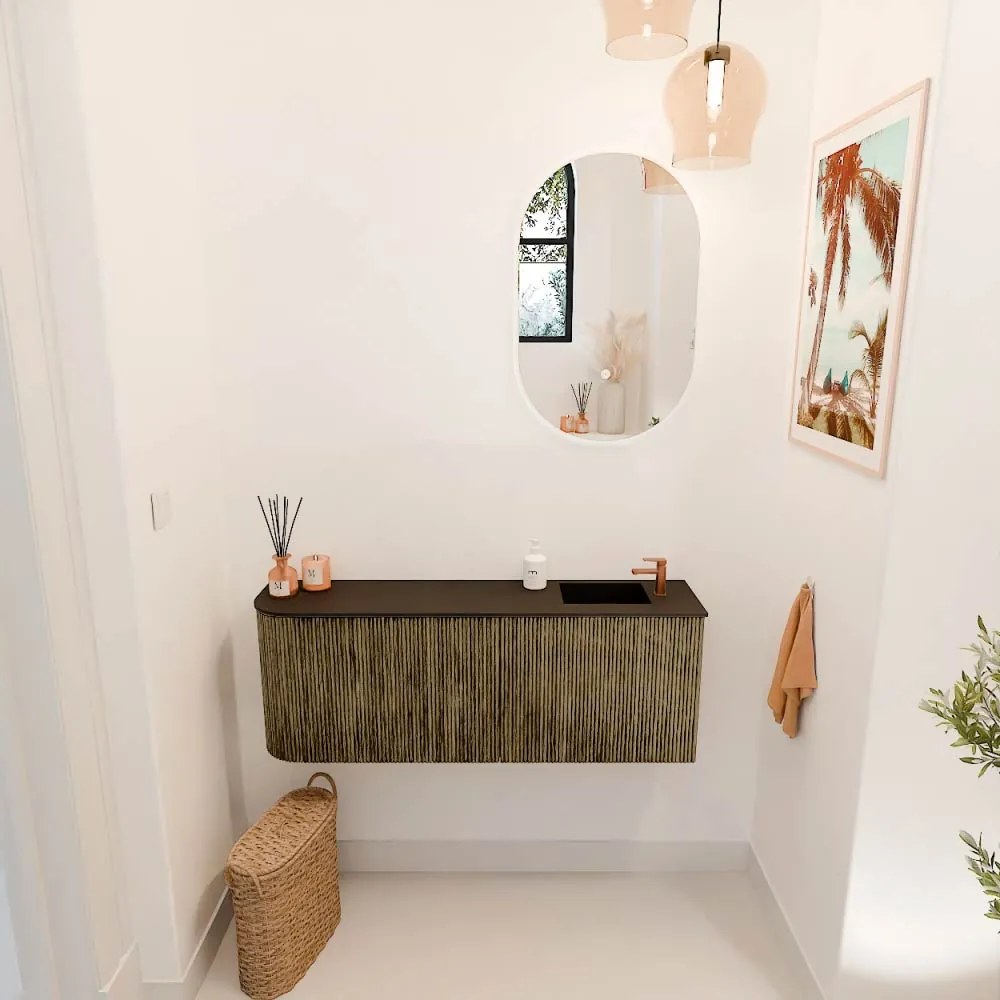 Mondiaz Joya 110cm toiletmeubel ronding links dusk met wastafel faye rechts 1 kraangat urban
