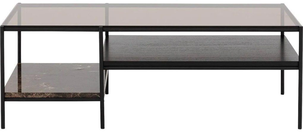 Goossens Excellent Salontafel Avene rechthoekig, glas zwart, elegant chic, 118 x 40 x 58 cm