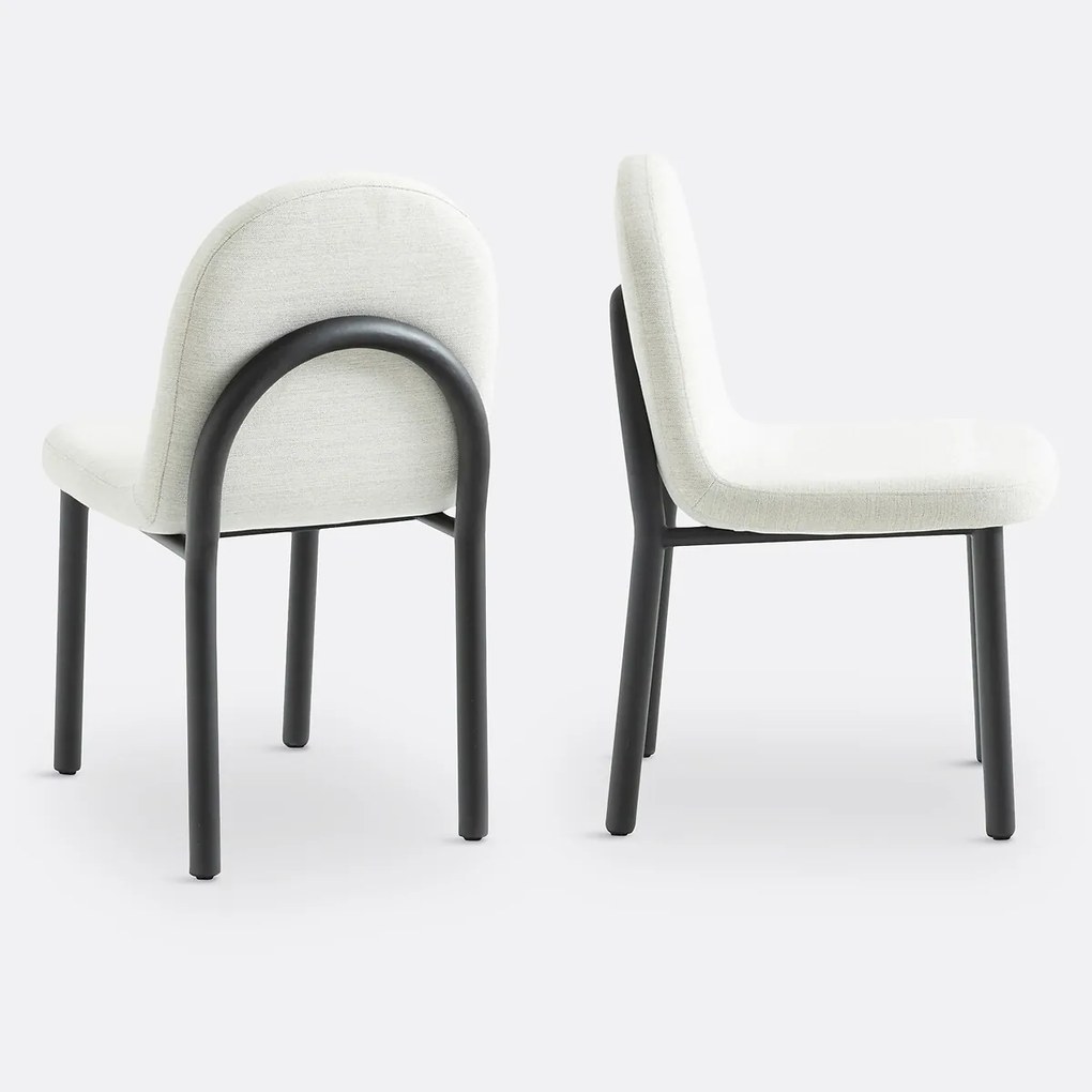 Set van 2 stoelen in stof en zwart metaal, Polly