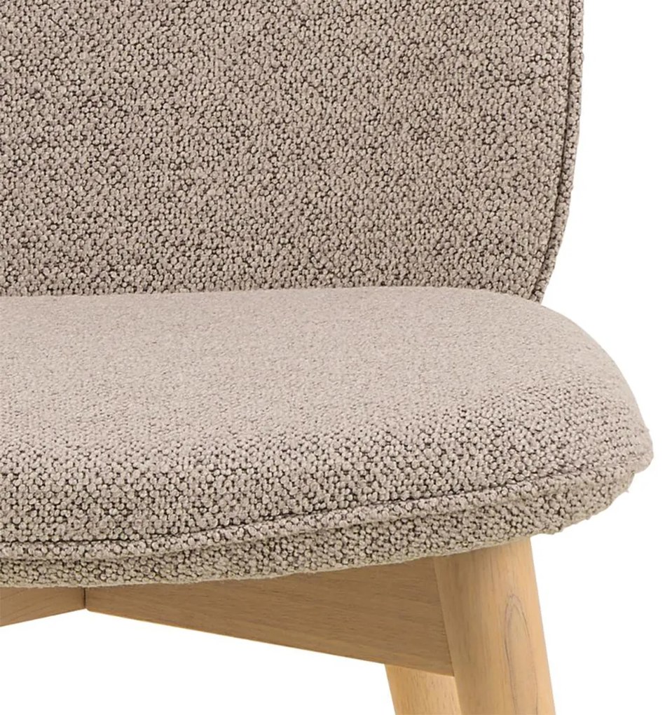 Eetkamerstoel Met Houten Poten Beige Boucle