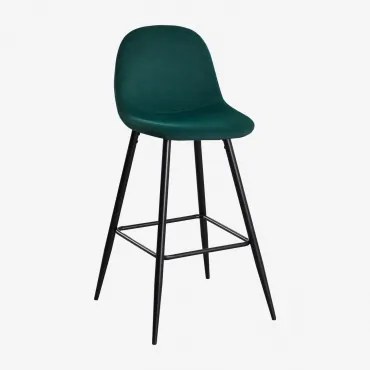 Glamm Fluwelen Hoge Kruk Zwart & Jungle Groen & ↑75 Cm - Sklum