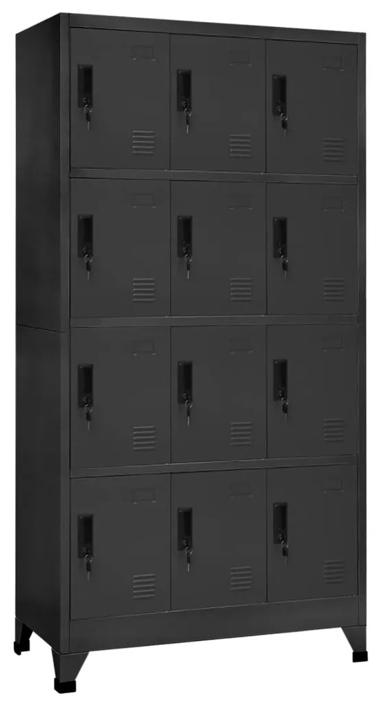 vidaXL Lockerkast 90x45x180 cm staal antracietkleurig