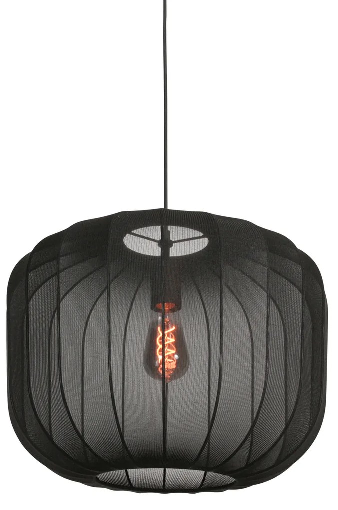 Japandi hanglamp zwart met stoffen kap 45cm - Sable