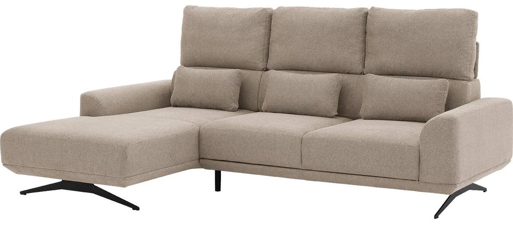 Goossens Excellent Bank Princess Met Elektrisch Uitschuifbaar Zitvlak beige, stof, 2,5-zits, elegant chic met chaise longue links