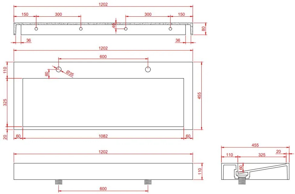 Muebles Calas badmeubel ribbelfront 120cm warm eiken met solid surface wastafel met kraangaten