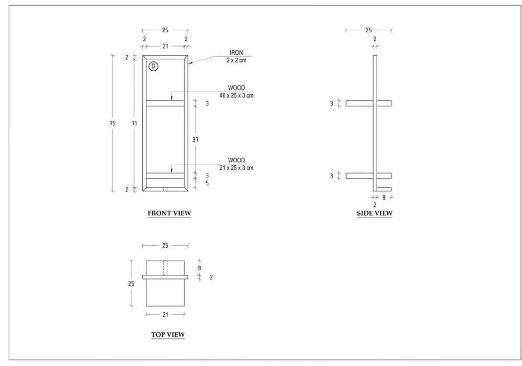 Industriële Wandplank Shelfie D - 25cm X 75cm